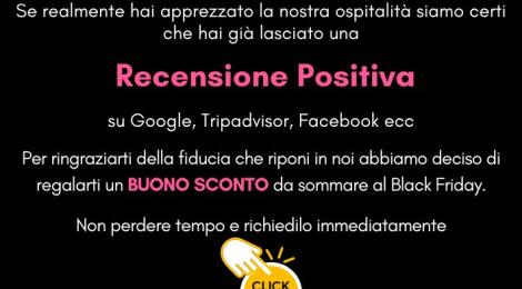 Lascia una recensione positiva e ottieni uno sconto per il Black Friday.